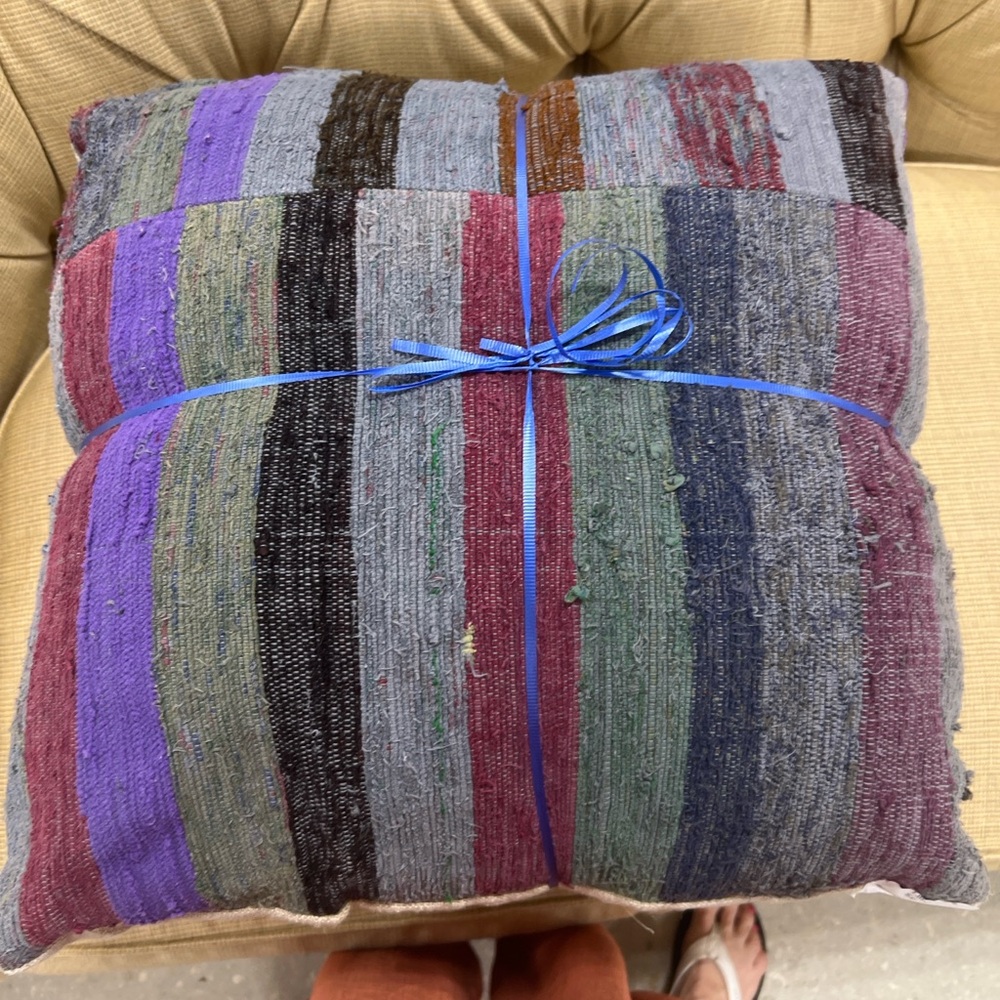 (2) Cisco Hand-Craft Multicolor Striped Accent 20x20 Fair-Trade Upcycled Pillows